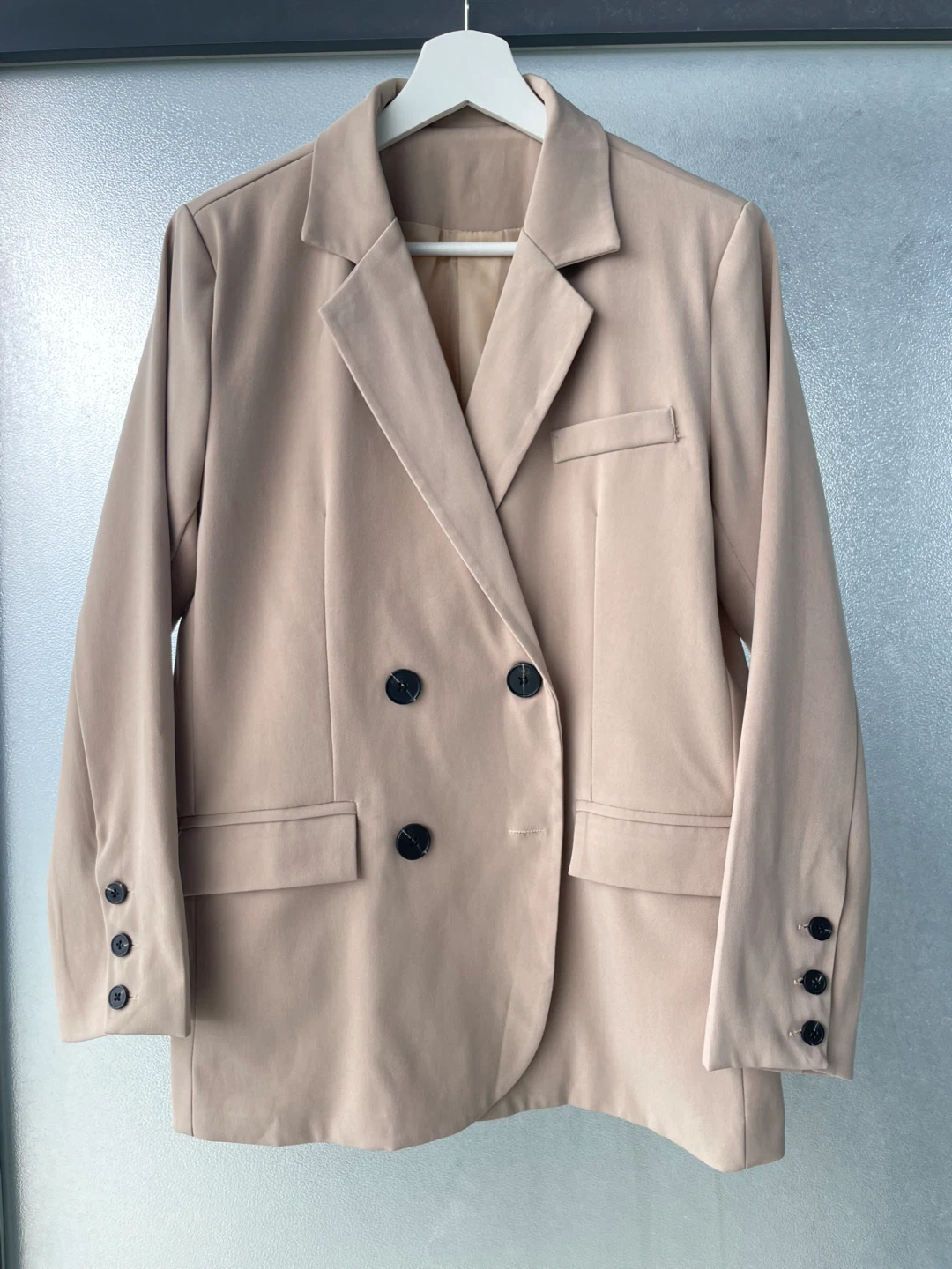 Women's Beige Double-Breasted Blazer, size L - photo 5