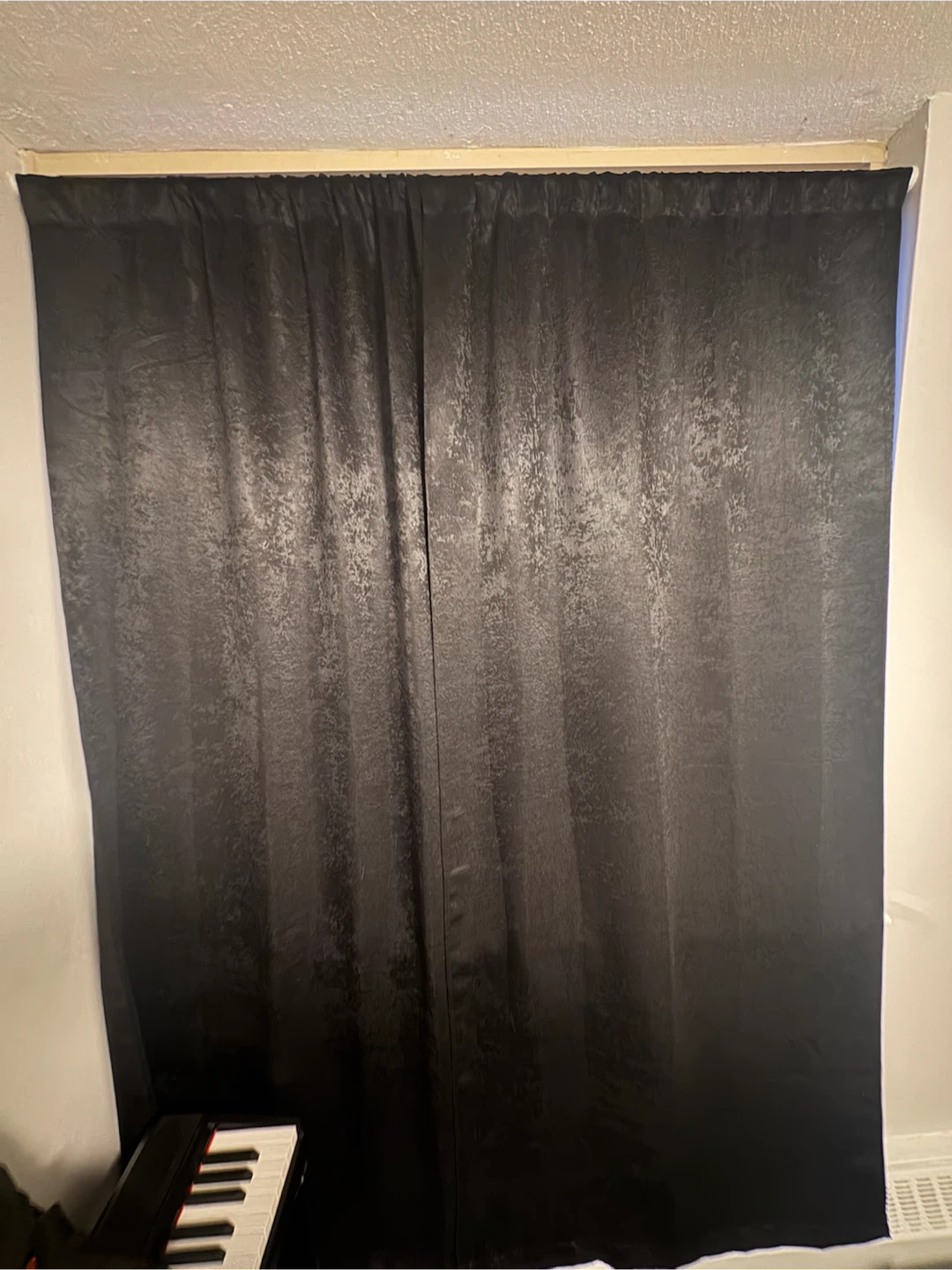 Black Blackout Curtains + adjustable curtain holder - photo 2