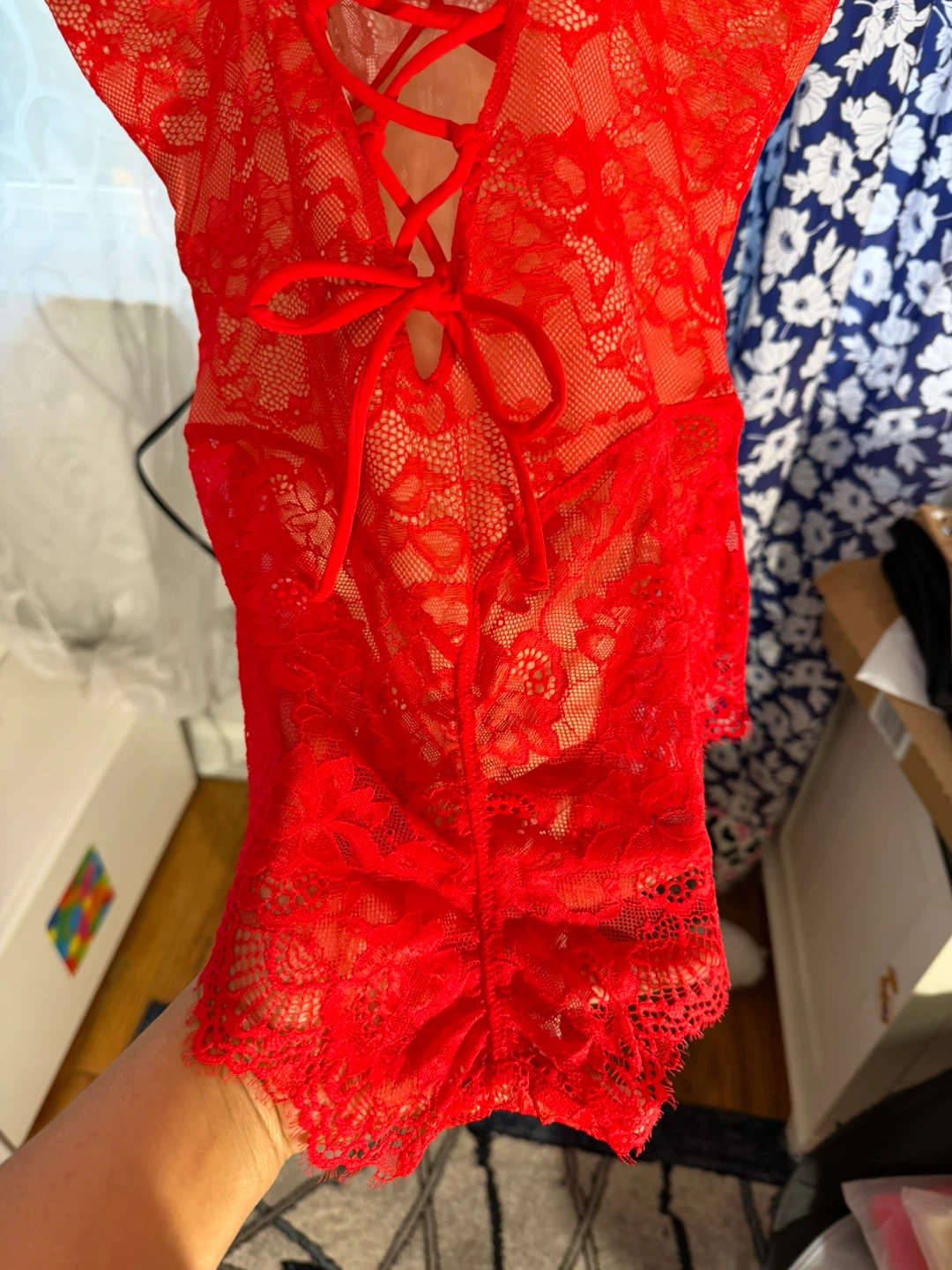 Red Lace Teddy Bodysuit - photo 4