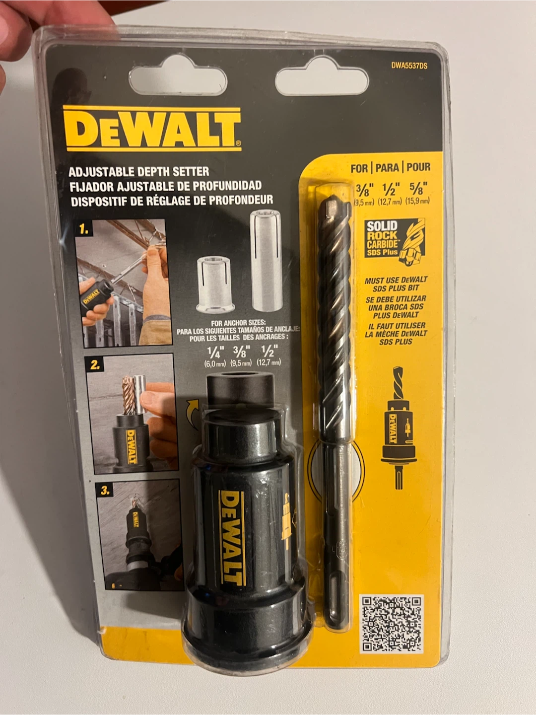 DEWALT depth Setter with 1/2" SDS Plus Masonry Drill Bit
