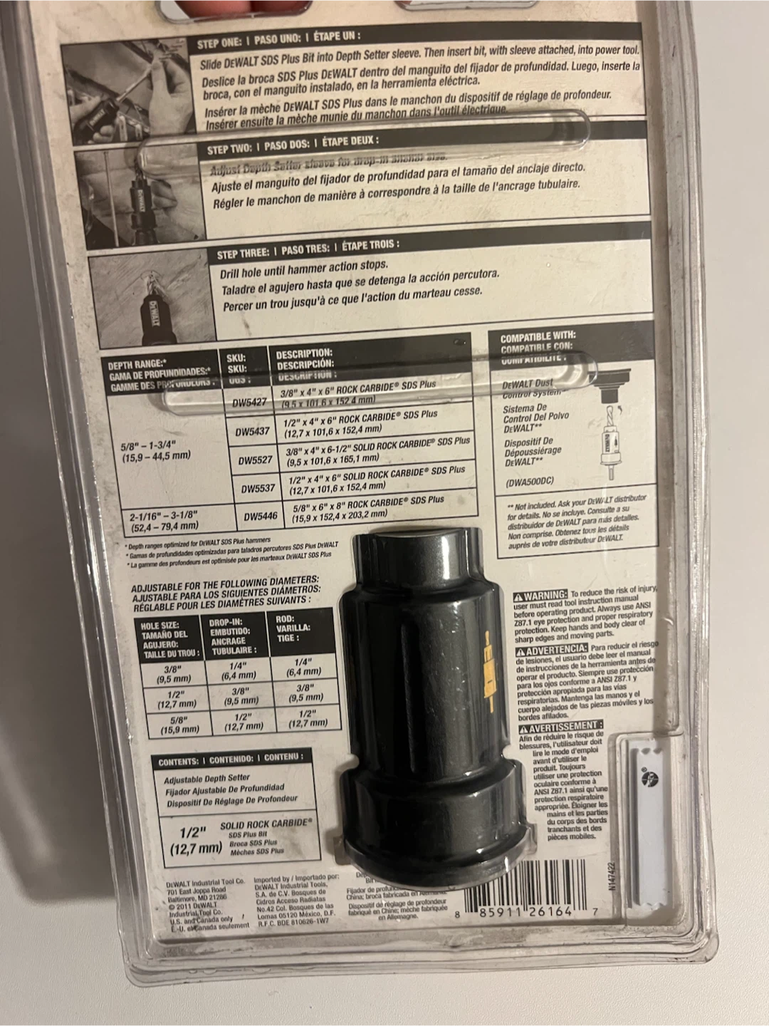 DEWALT depth Setter with 1/2" SDS Plus Masonry Drill Bit - photo 2