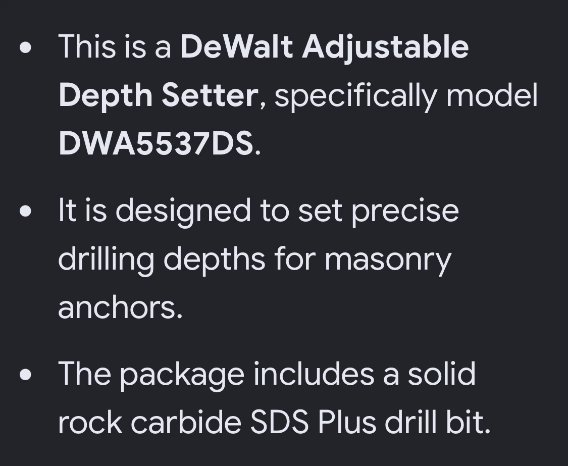DEWALT depth Setter with 1/2" SDS Plus Masonry Drill Bit - photo 5