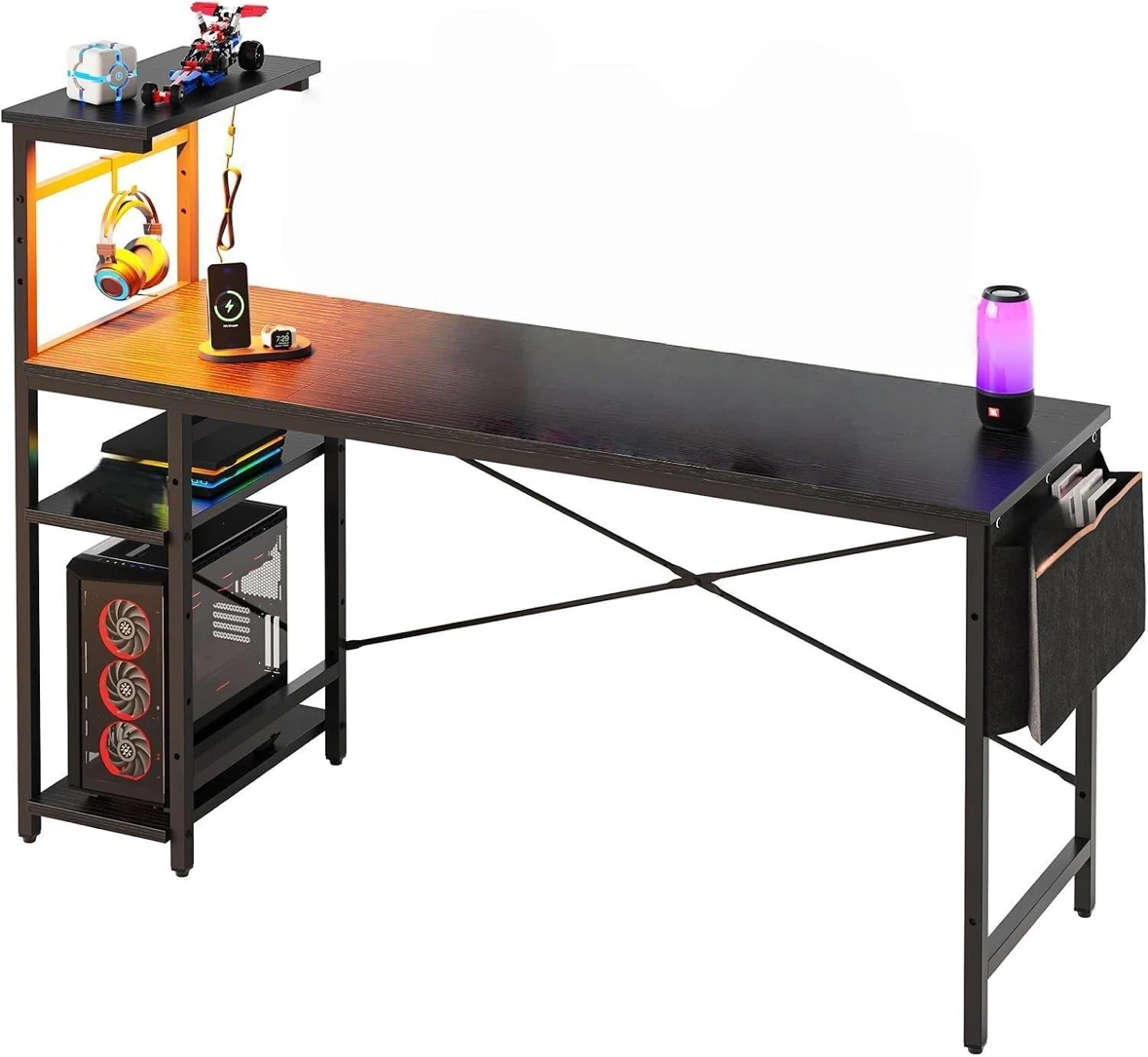 Bestier 61" Computer Desk with LED Lighting