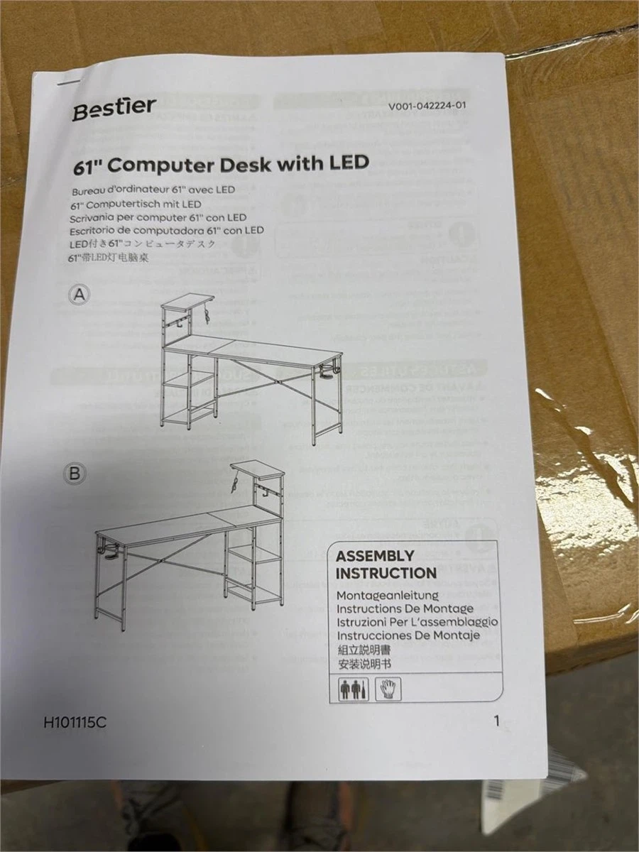 Bestier 61" Computer Desk with LED Lighting - photo 5