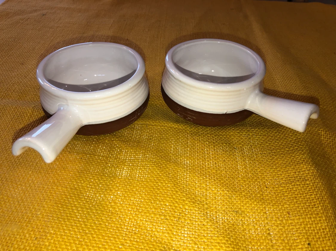 Set of 2 Ceramic French Onion Soup Crocks