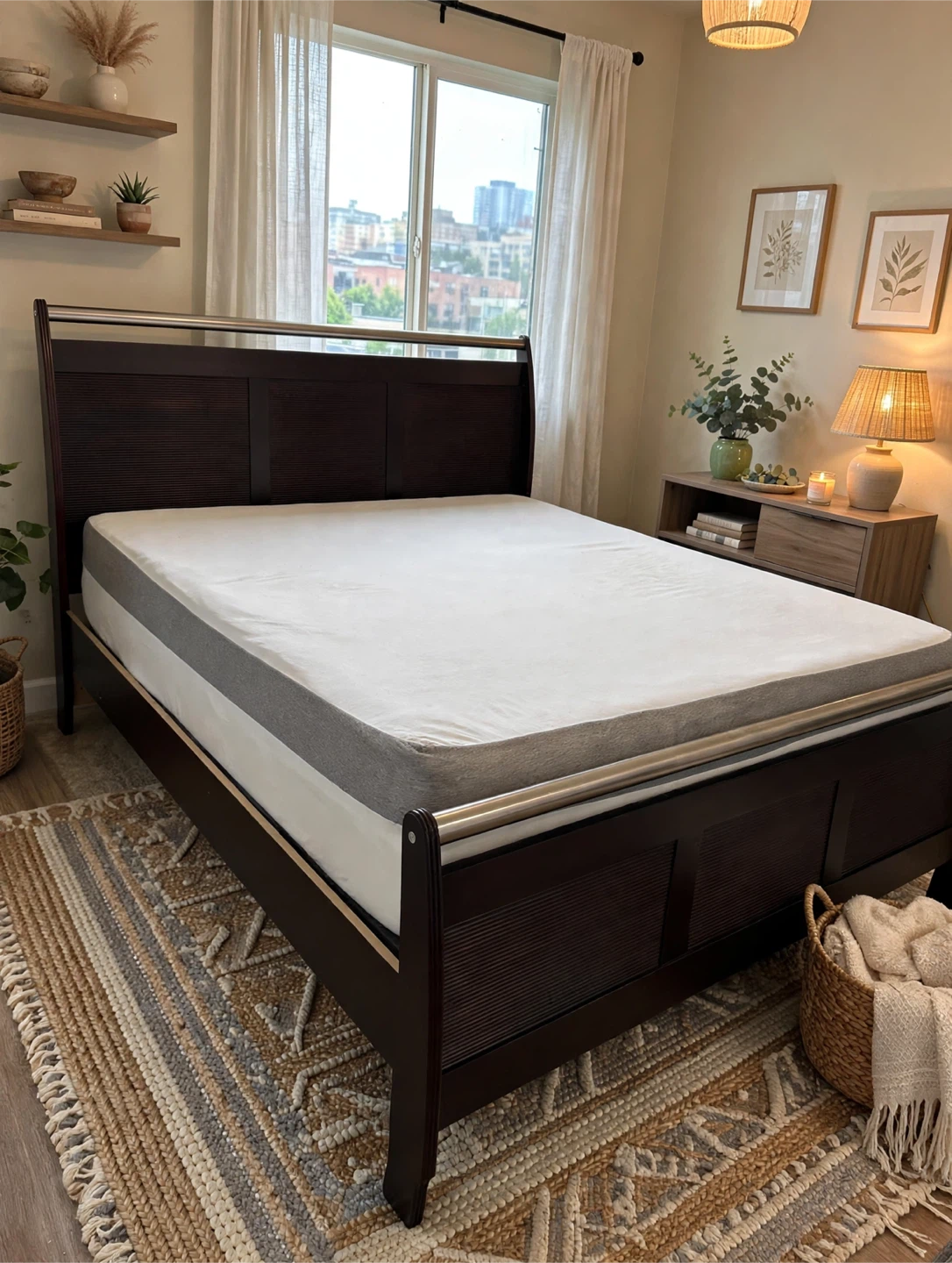 BROWN KING SIZE BED | MATTRESS | COMPLETE SET| ELEGANT & STYLISH