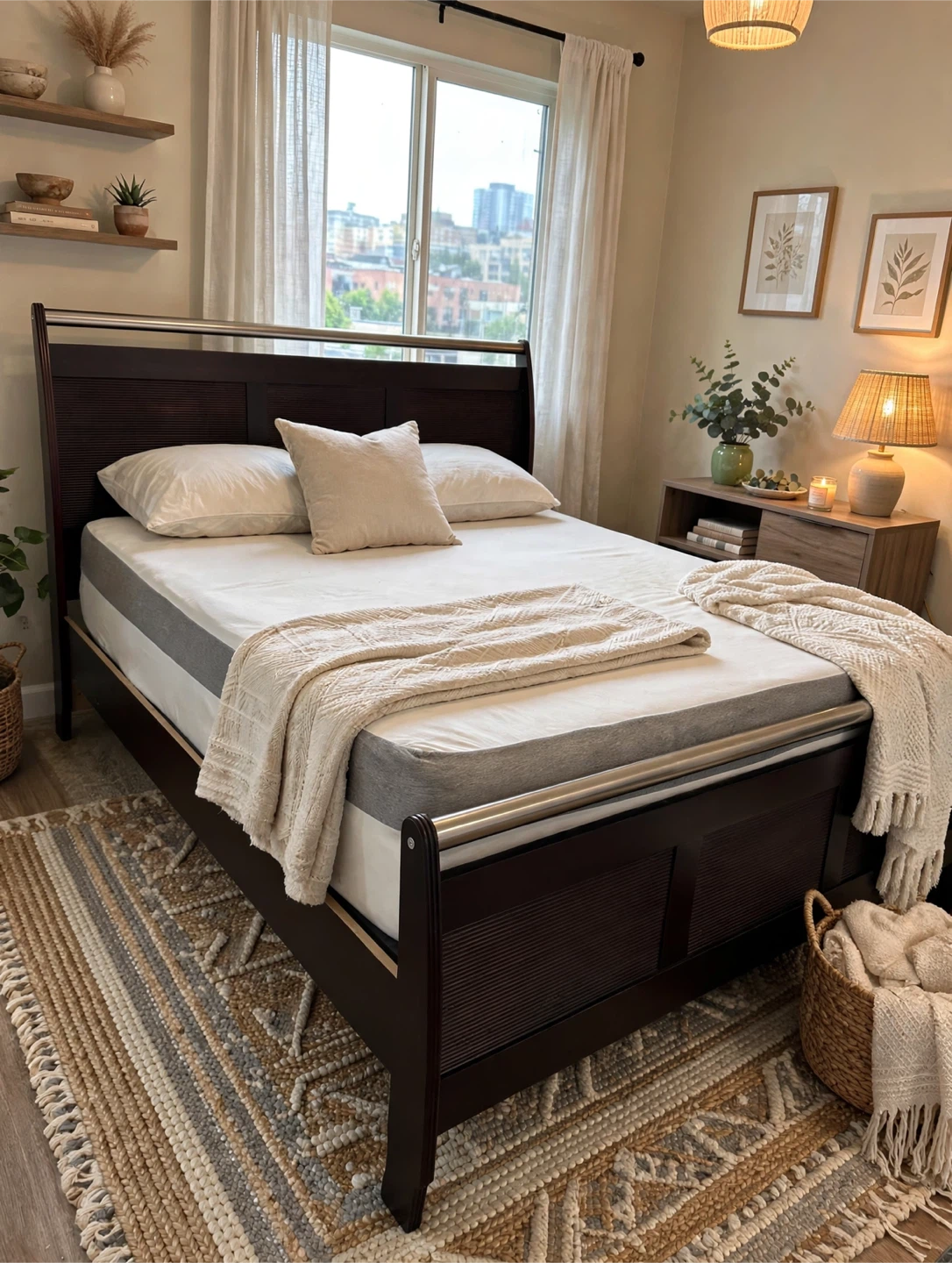 BROWN KING SIZE BED | MATTRESS | COMPLETE SET| ELEGANT & STYLISH - photo 2