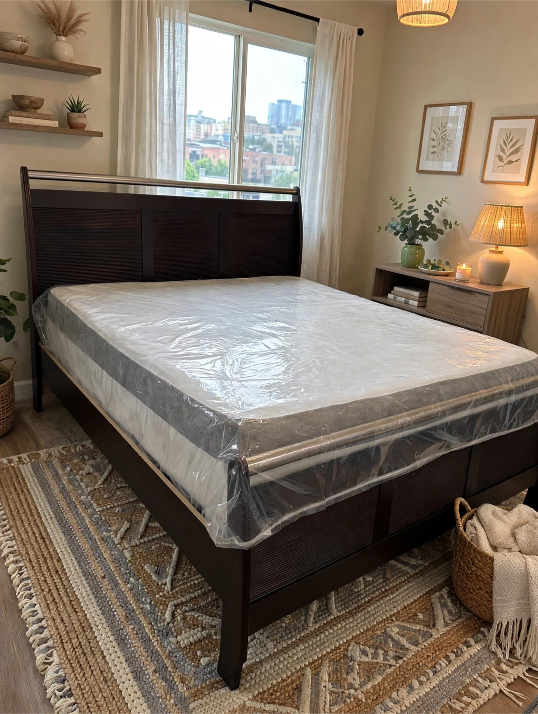 BROWN KING SIZE BED | MATTRESS | COMPLETE SET| ELEGANT & STYLISH - photo 3