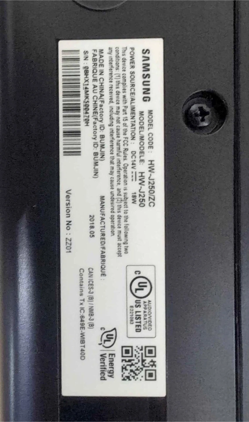 Samsung HW-J250 Soundbar with Remote