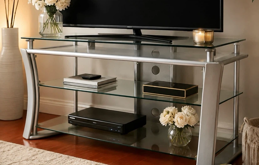 Glass and Metal TV Stand