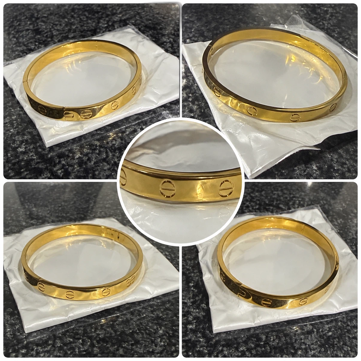 Gold Tone Love Style Bangle Bracelet