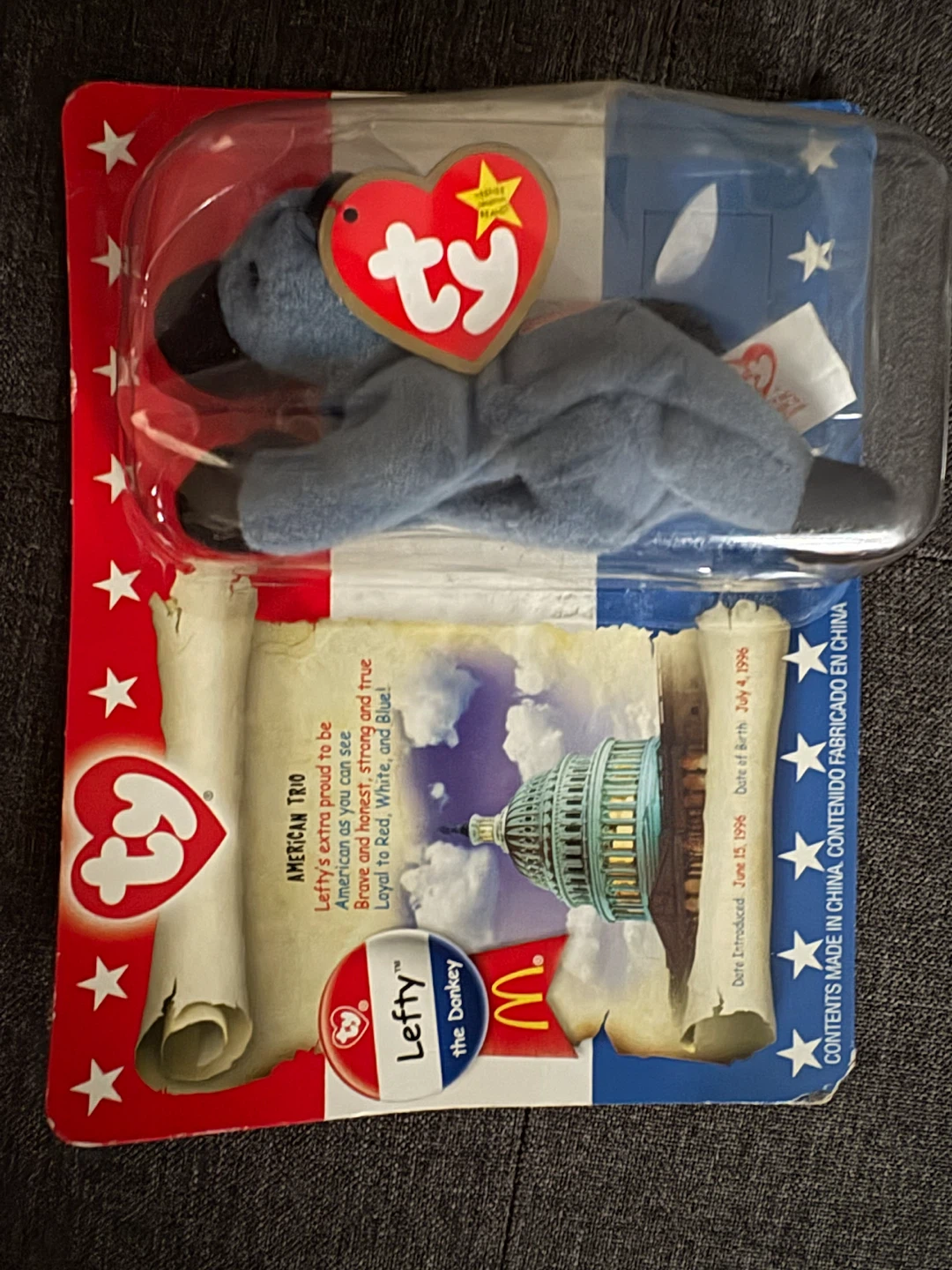 Ty Beanie Babies American Trio - Lefty the Donkey