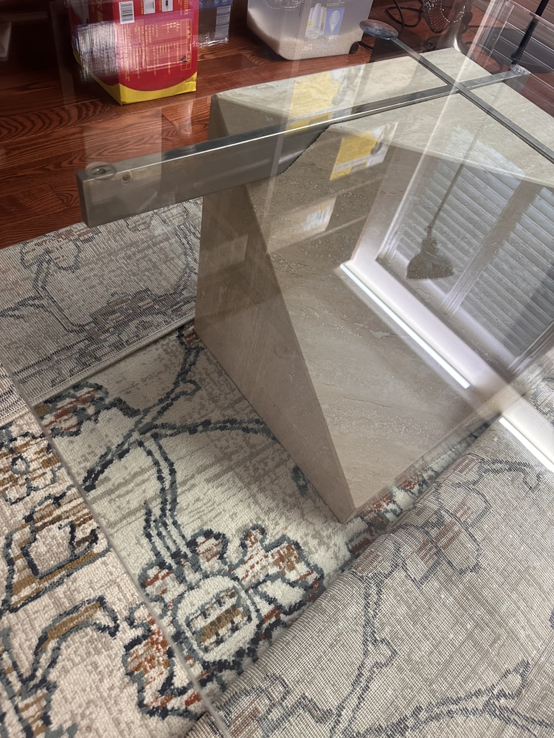 Artedi Mid-Century Modern Travertine Stone & Brass Coffee Table - photo 2