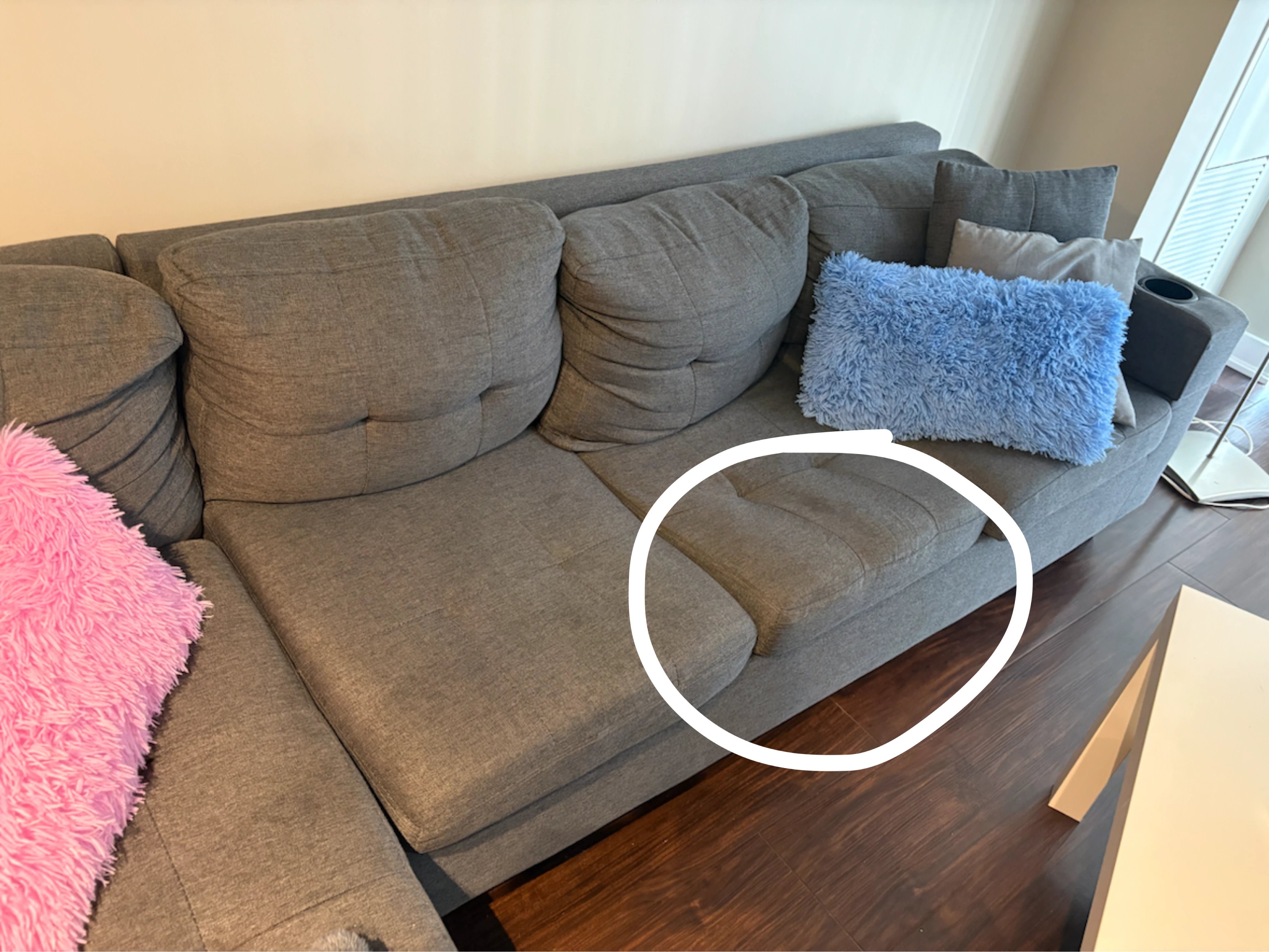 Grey Sectional Sofa with Cup Holders - photo 2