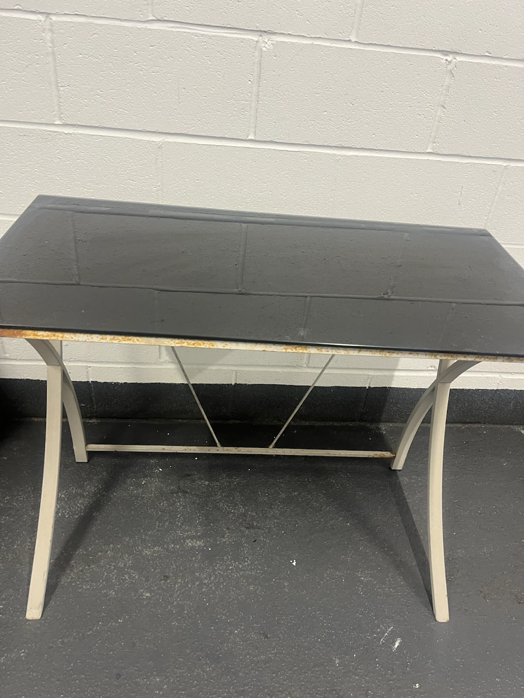 Glass Top Desk with Metal Frame