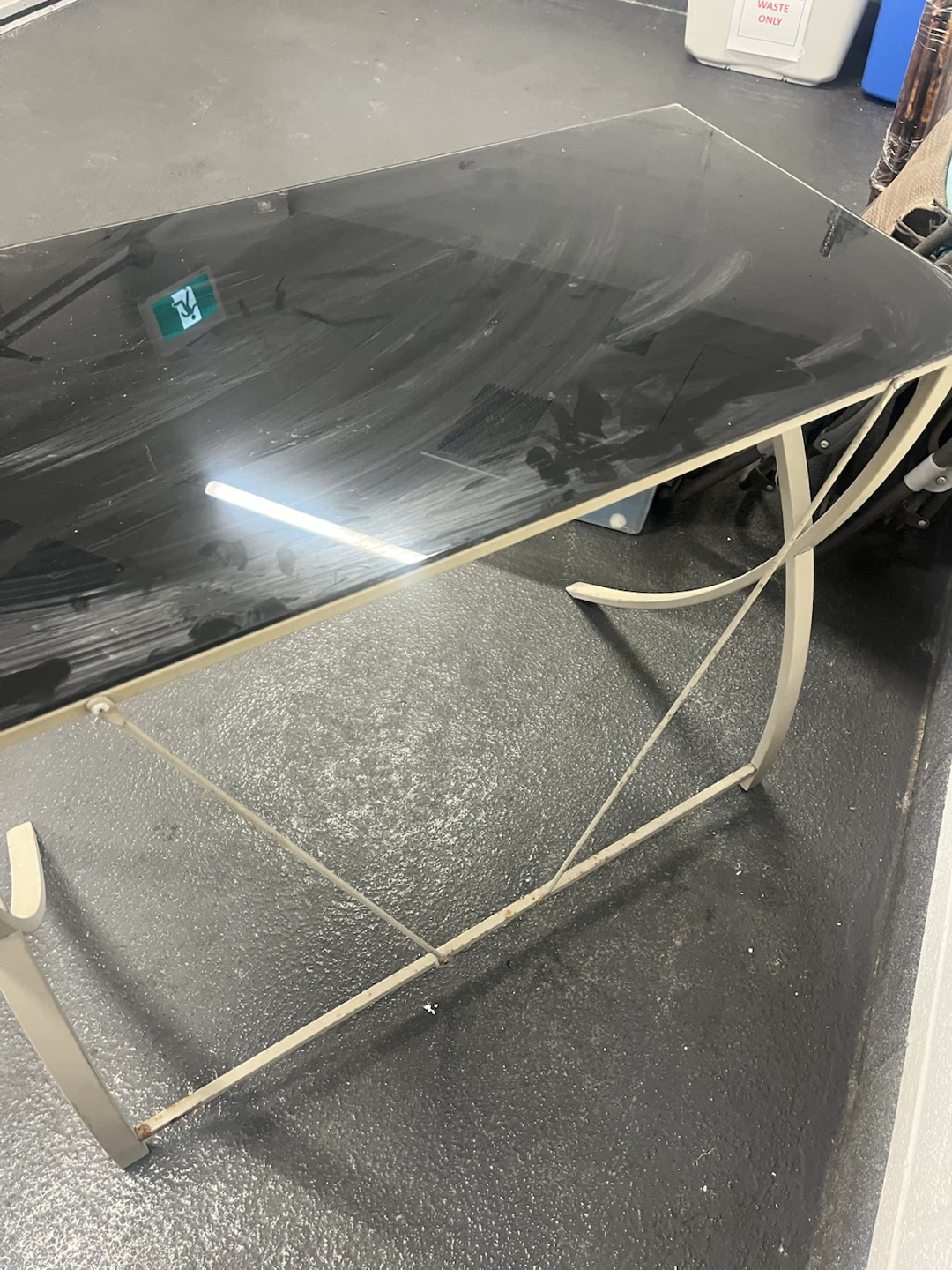 Glass Top Desk with Metal Frame - photo 3