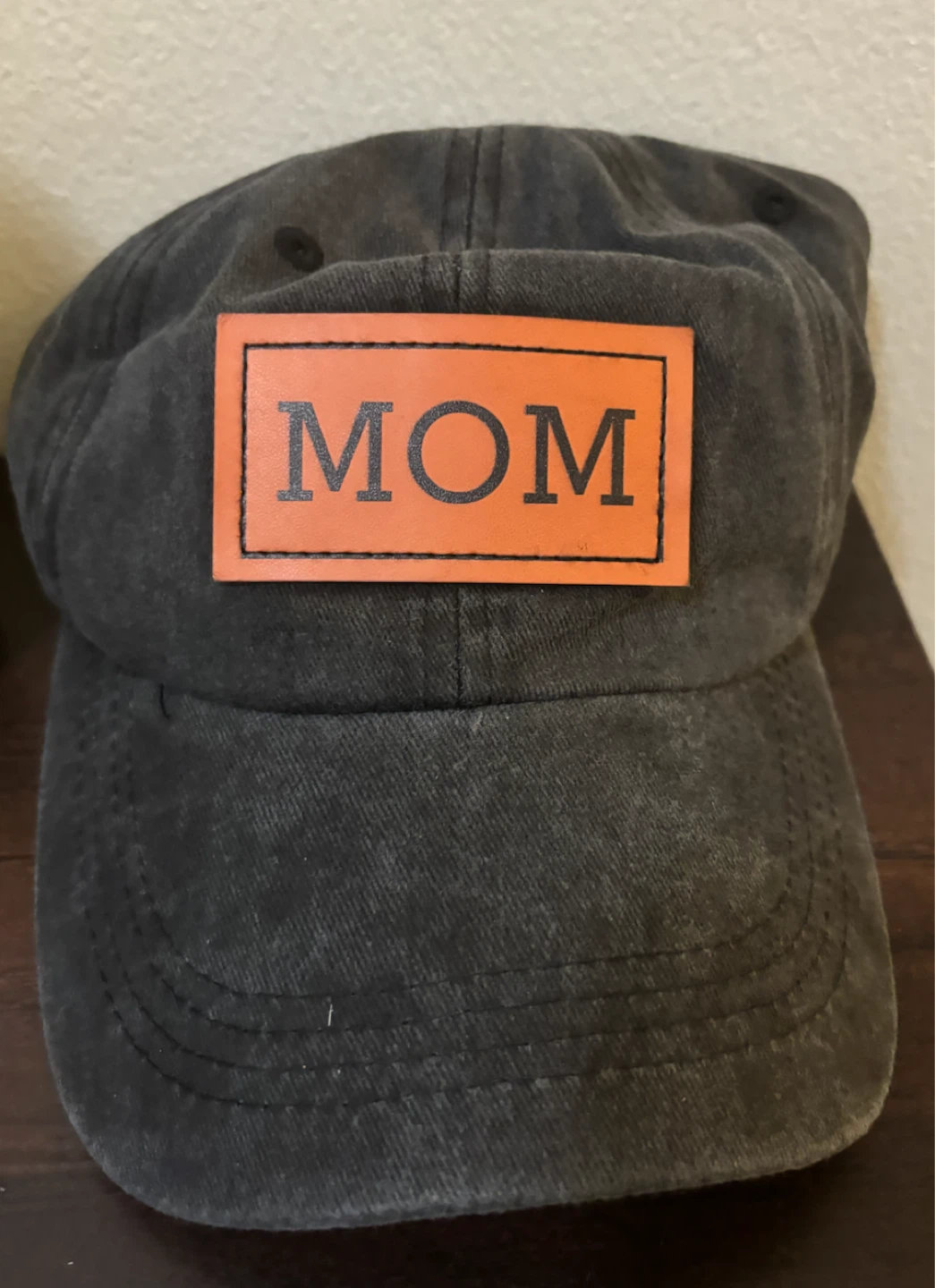 NEW-Distressed Charcoal Mom Baseball Cap