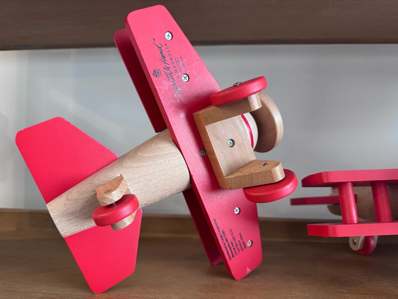 Wooden Toy Airplane - Red