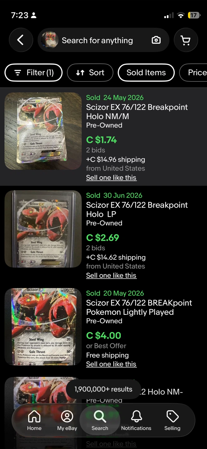 Pokemon Scizor EX Holo Card