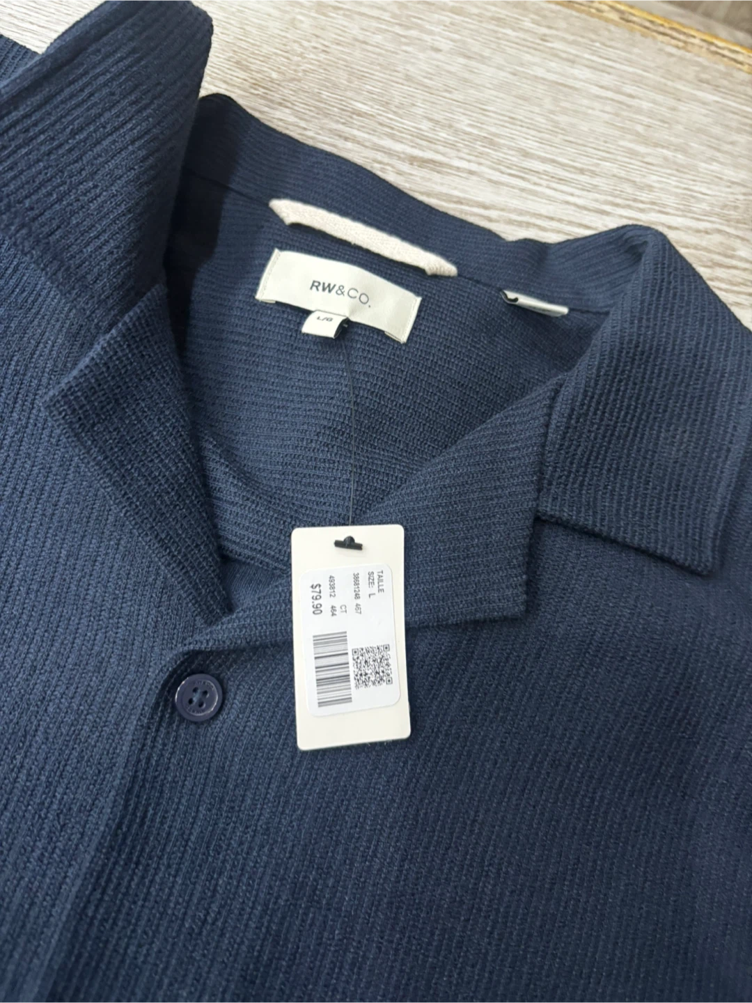 RW&CO. Navy Blue Textured Button-Up Shirt & Shorts Set