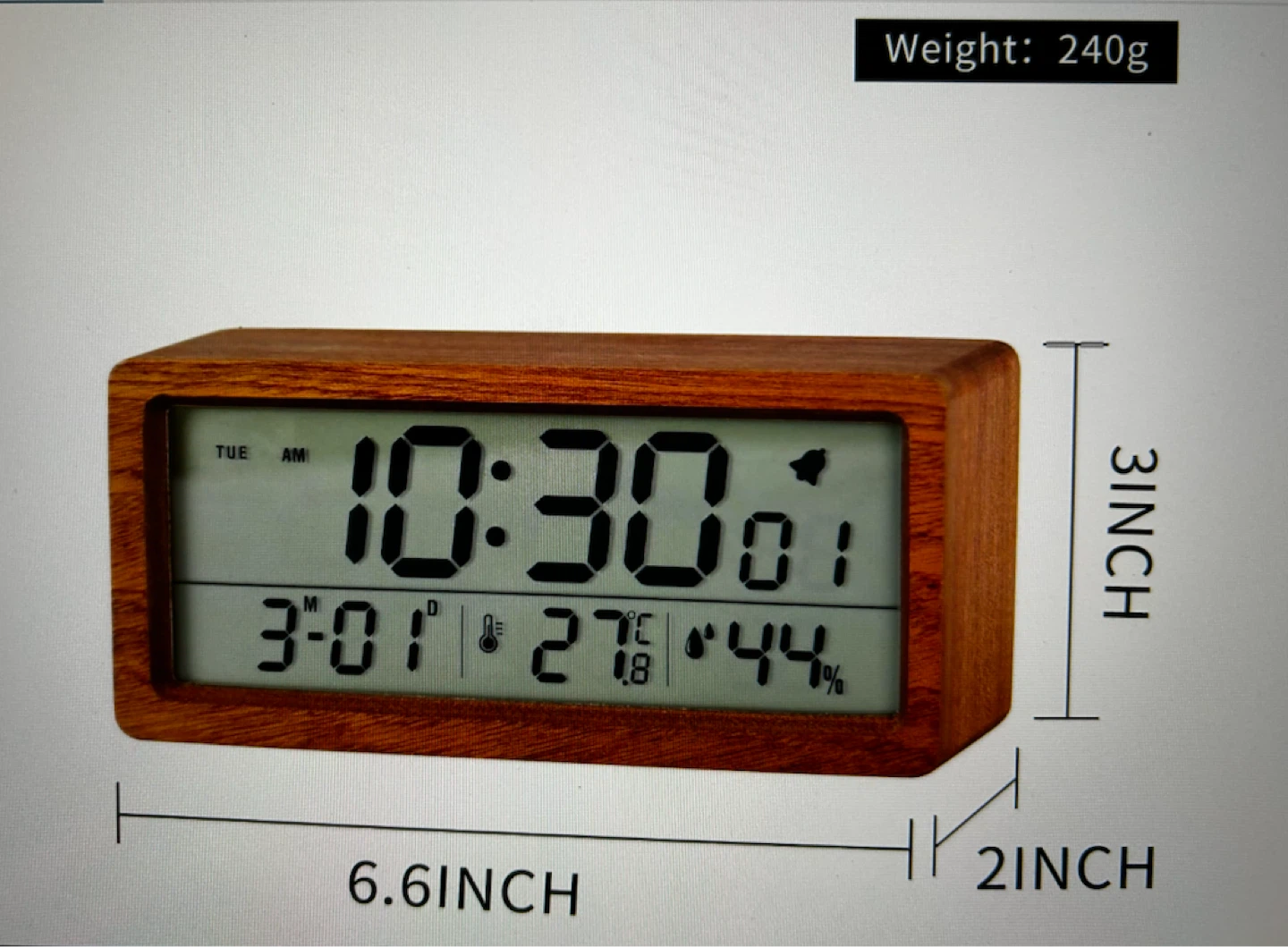 Wooden Digital Alarm Clock - photo 5