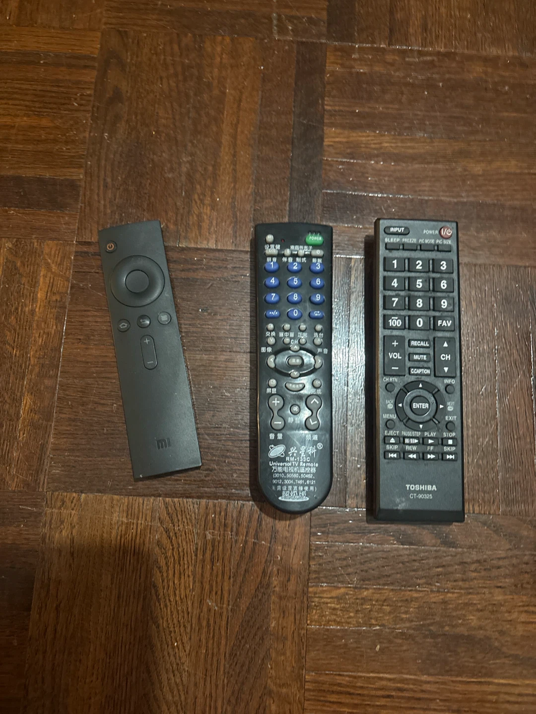 3 TV Remotes - Mi, Universal, Toshiba