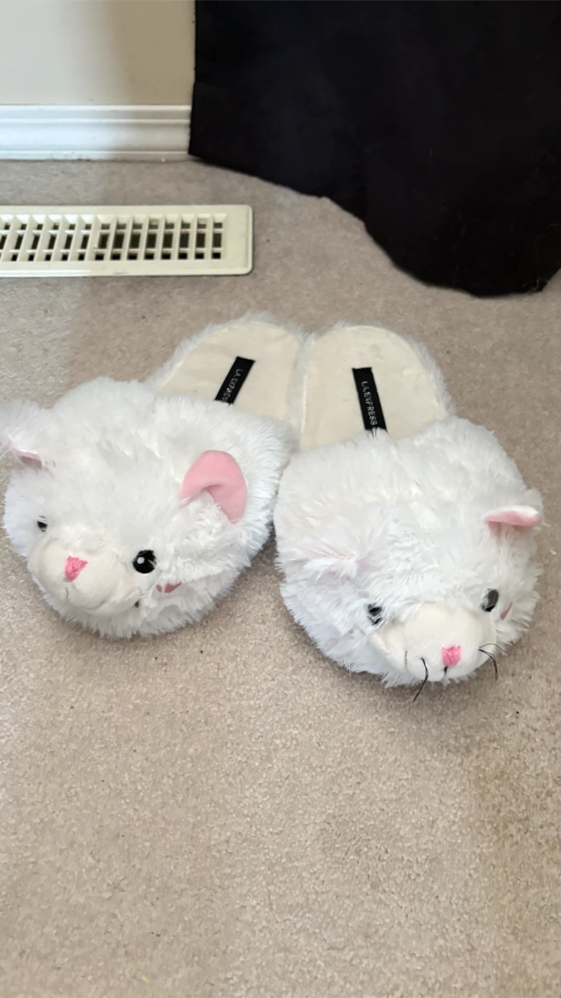 White Cat Slippers