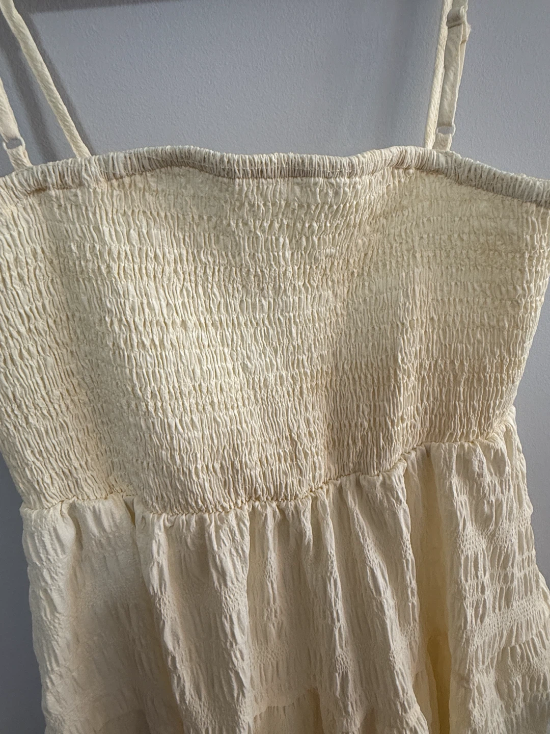 Cream Smocked Tiered Dress (S/M) - photo 2