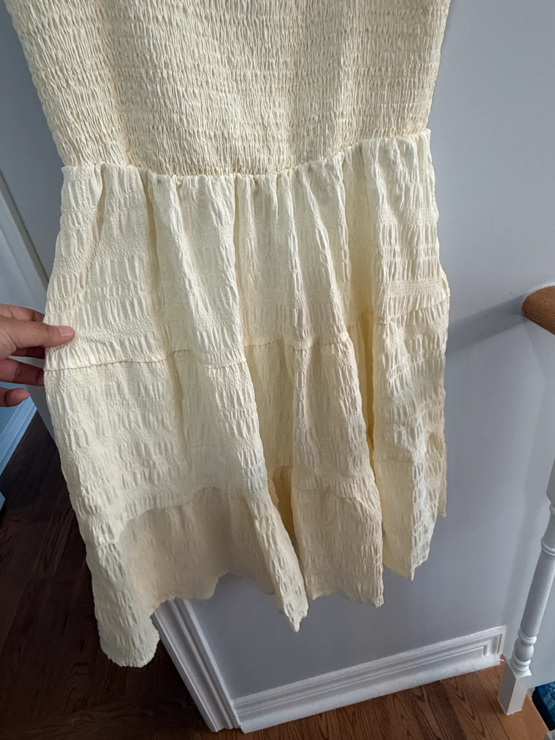 Cream Smocked Tiered Dress (S/M) - photo 3