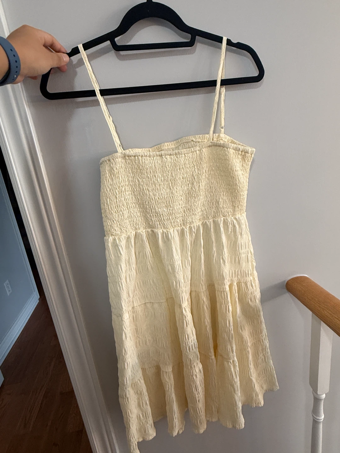 Cream Smocked Tiered Dress (S/M) - photo 4