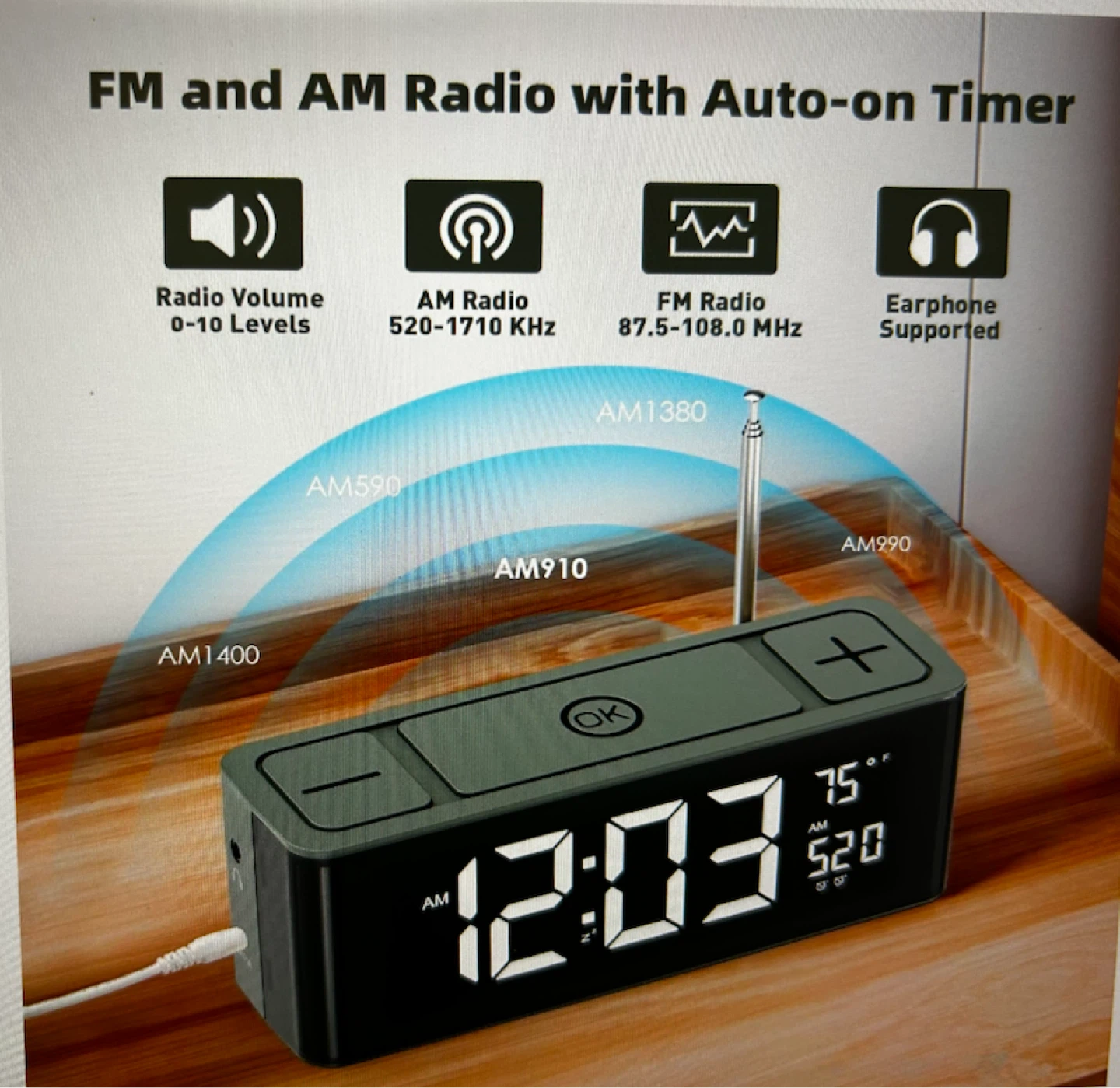 Digital Alarm Clock with FM/AM Radio - photo 3