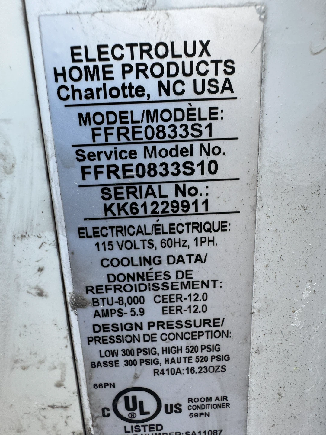 Frigidaire Room Air Conditioner 8000 BTU - photo 3