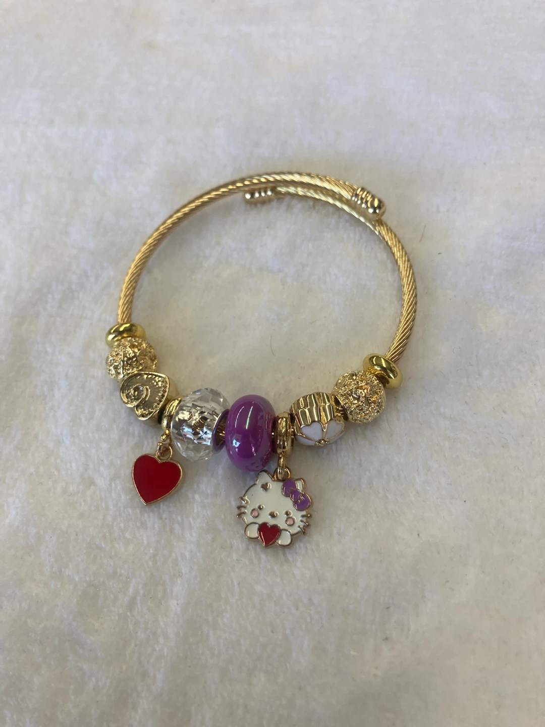 Gold Tone Charm Bracelet with Hello Kitty Charm