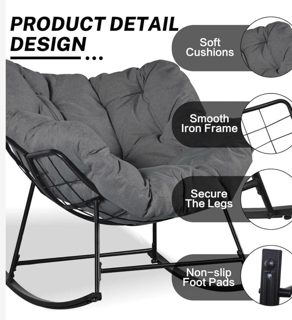 Grey Saucer Chair with Soft Cushions
