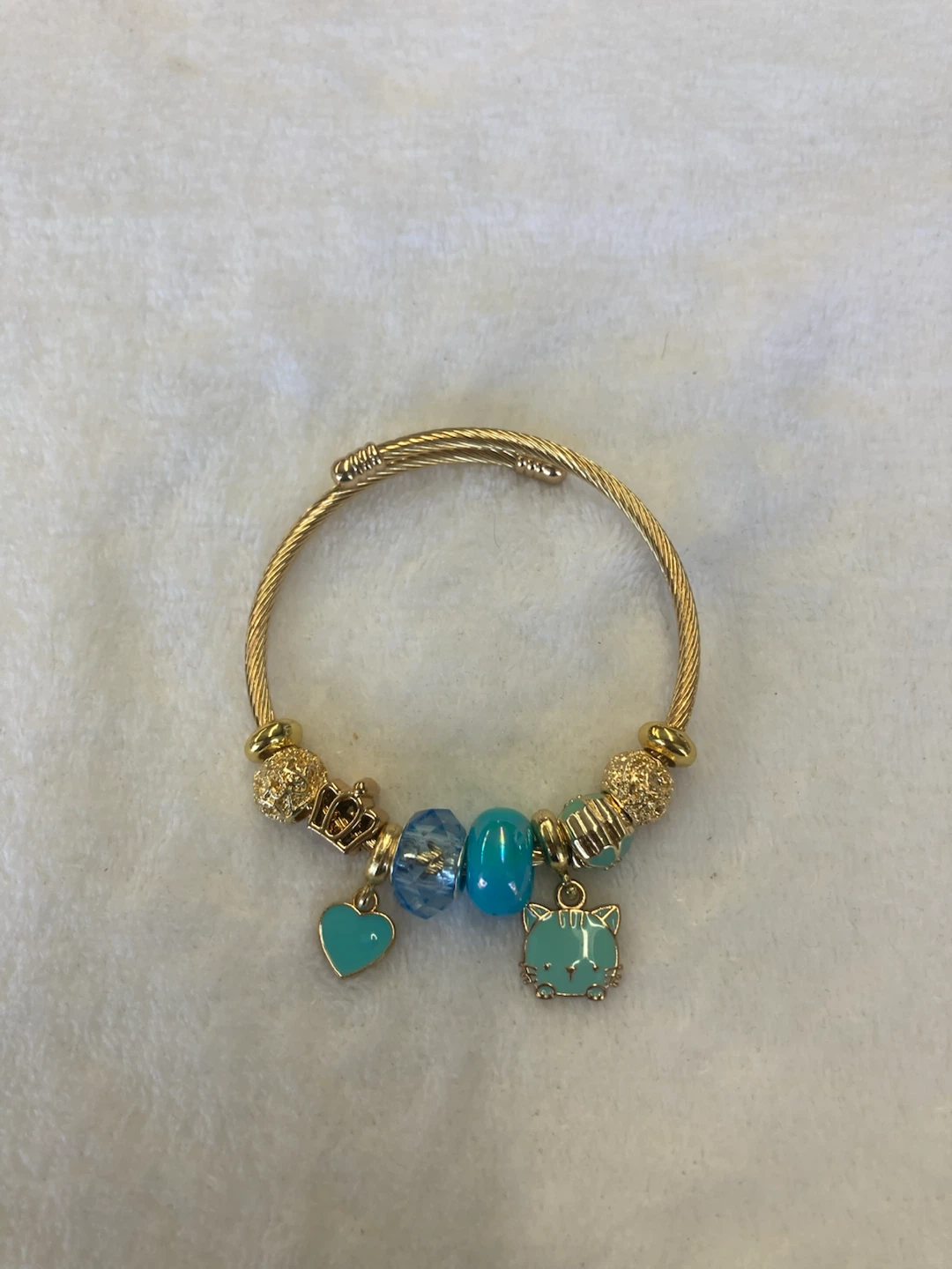 Gold Tone Charm Bracelet with Blue & Teal Accents - photo 2