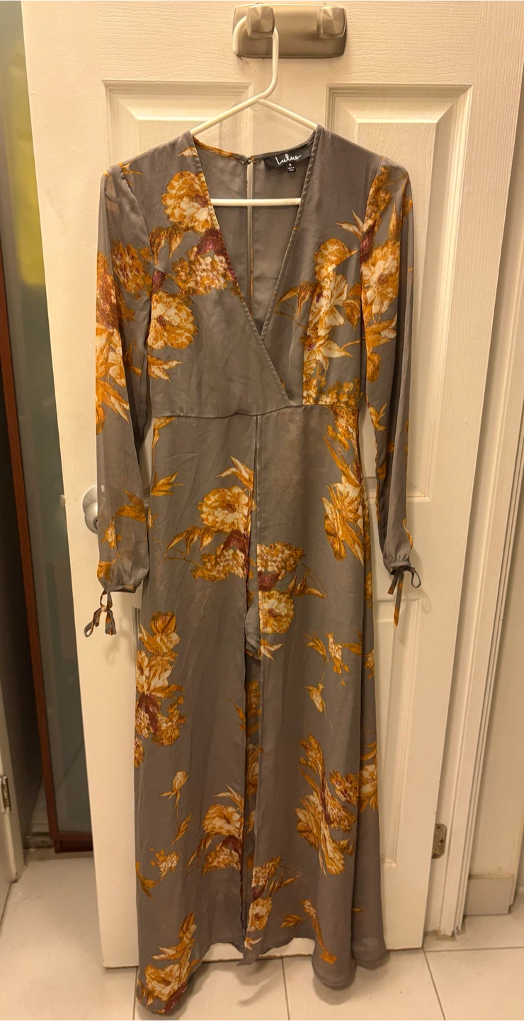 Lulus Grey Floral Maxi Dress / Romper - photo 5