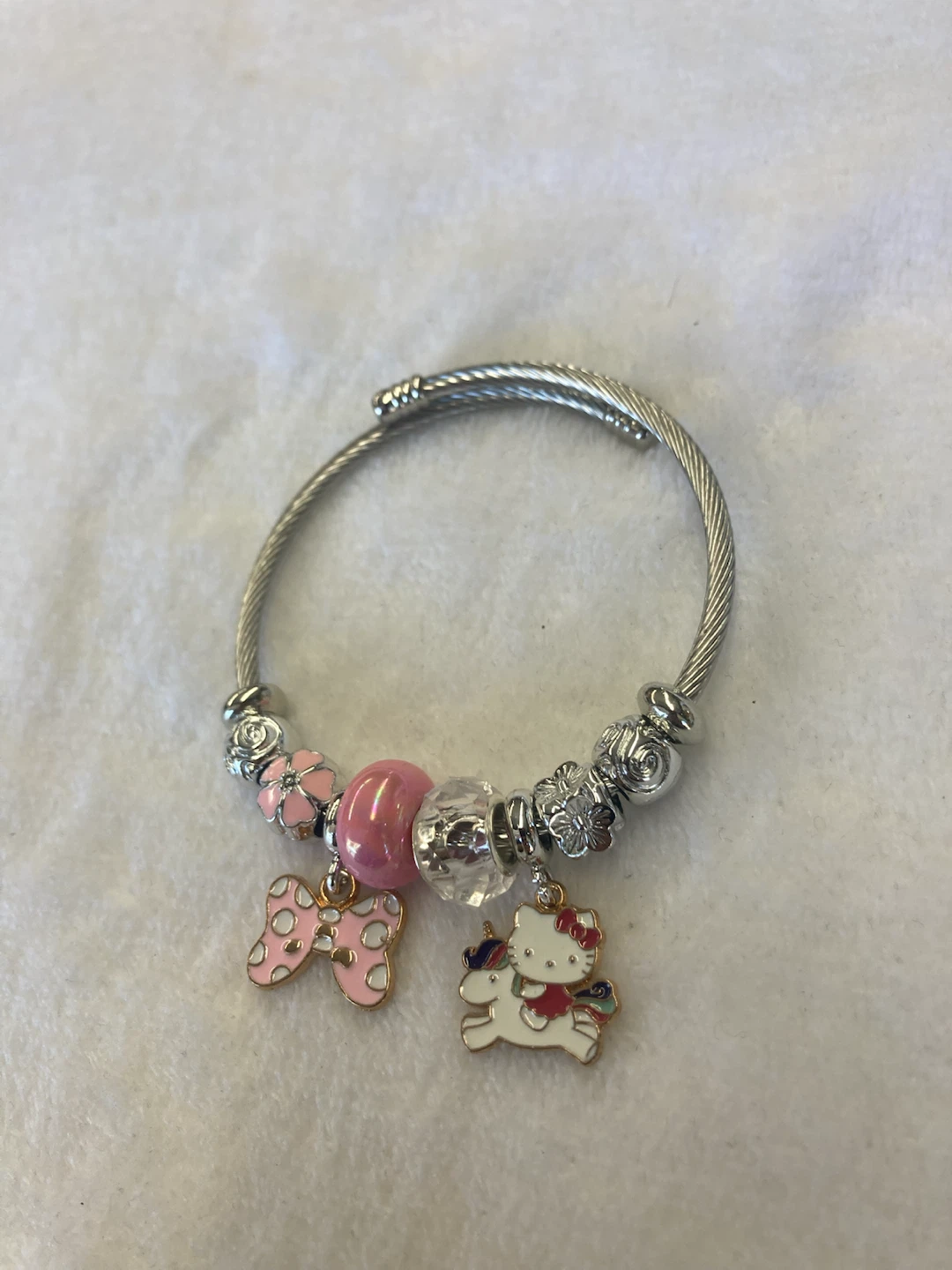 Children's Charm Bracelet with Hello Kitty and Bow Charms