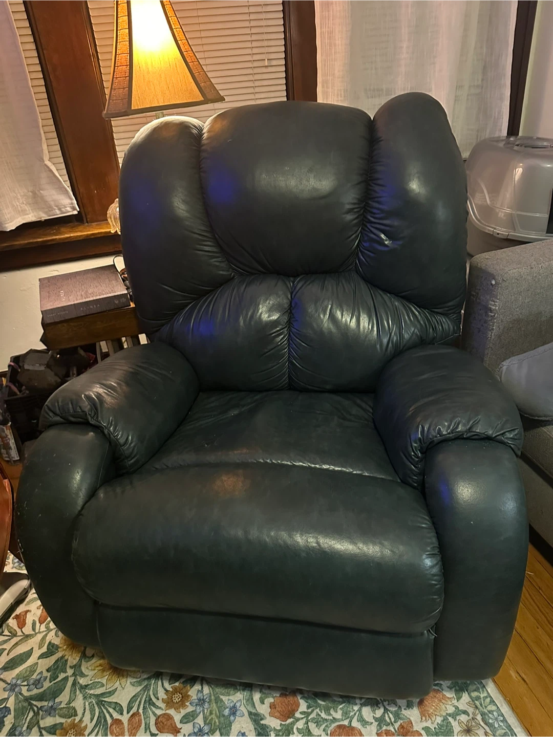 Dark Green Leather Recliner Chair