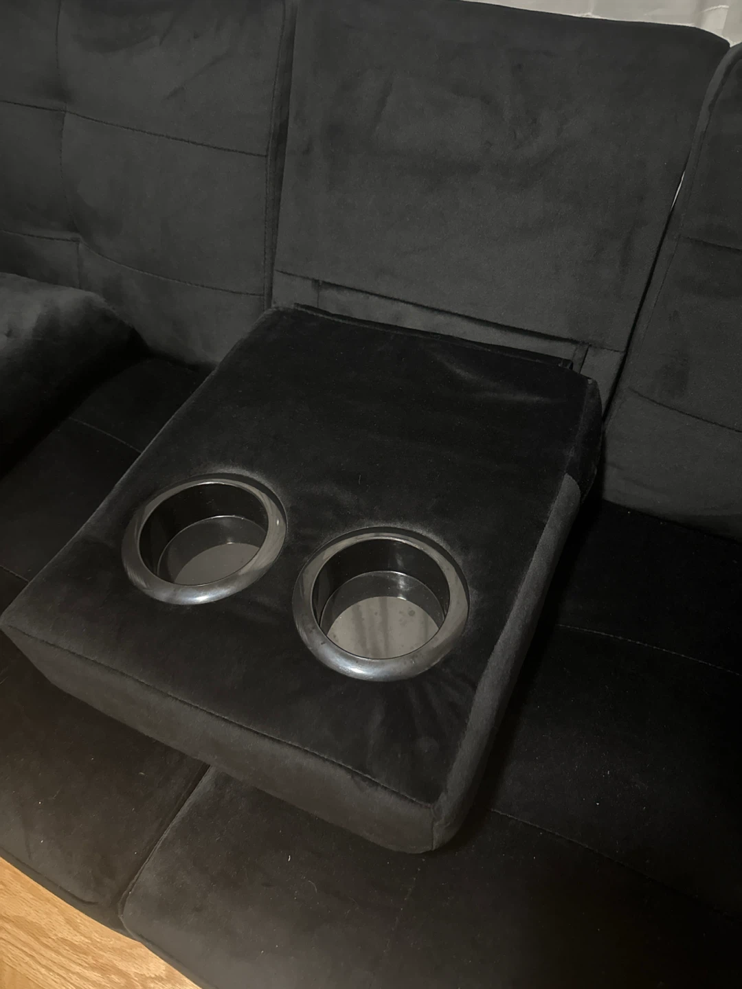 Black Futon Sofa with Cup Holders - photo 3
