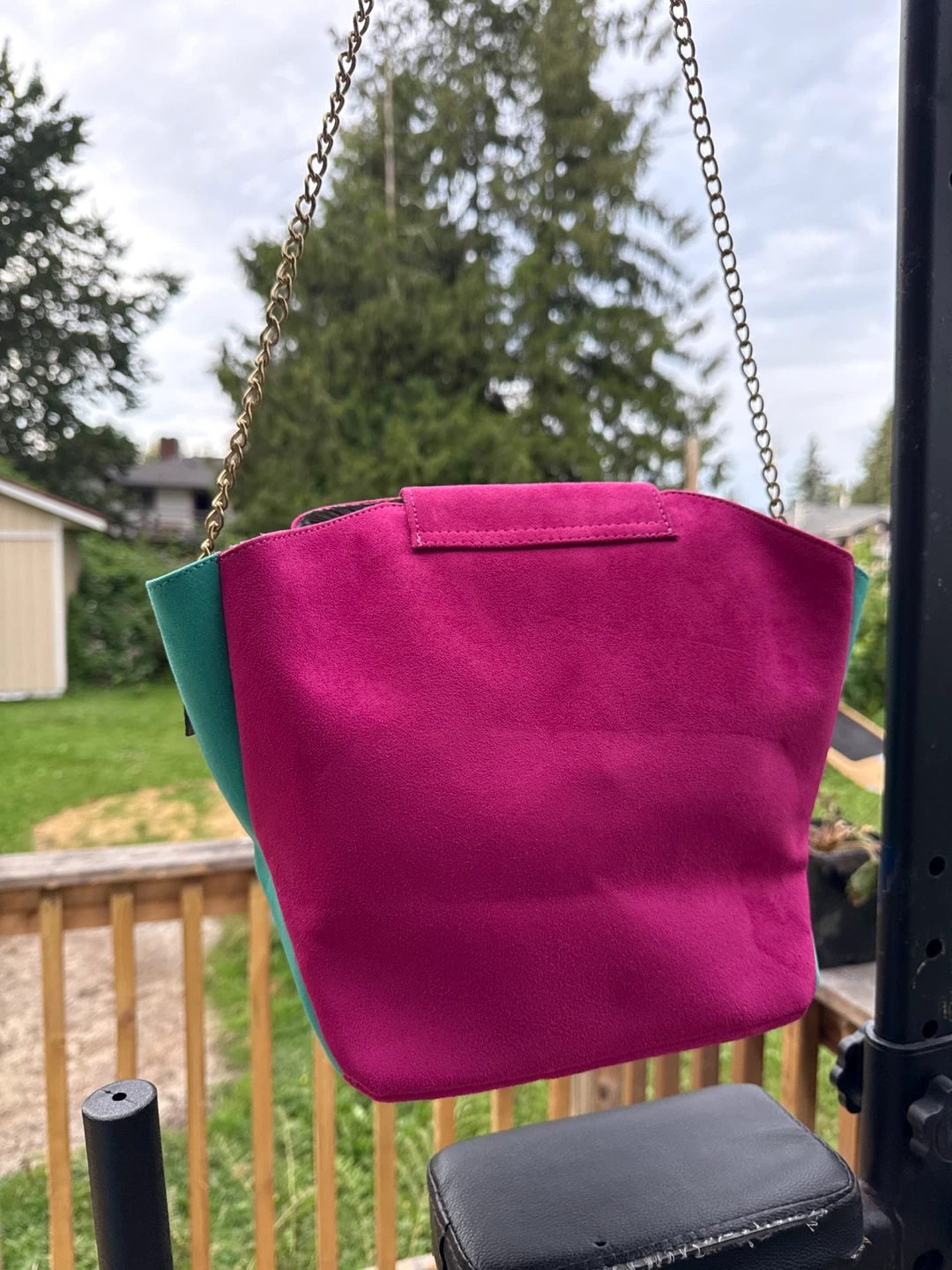 Colourful Faux Suede Shoulder Bag - photo 3