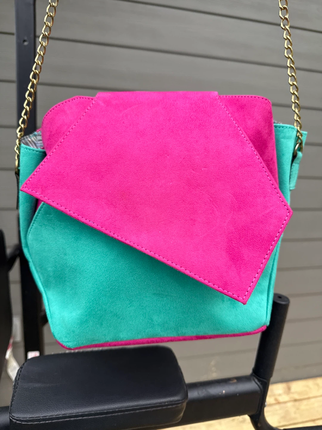 Colourful Faux Suede Shoulder Bag