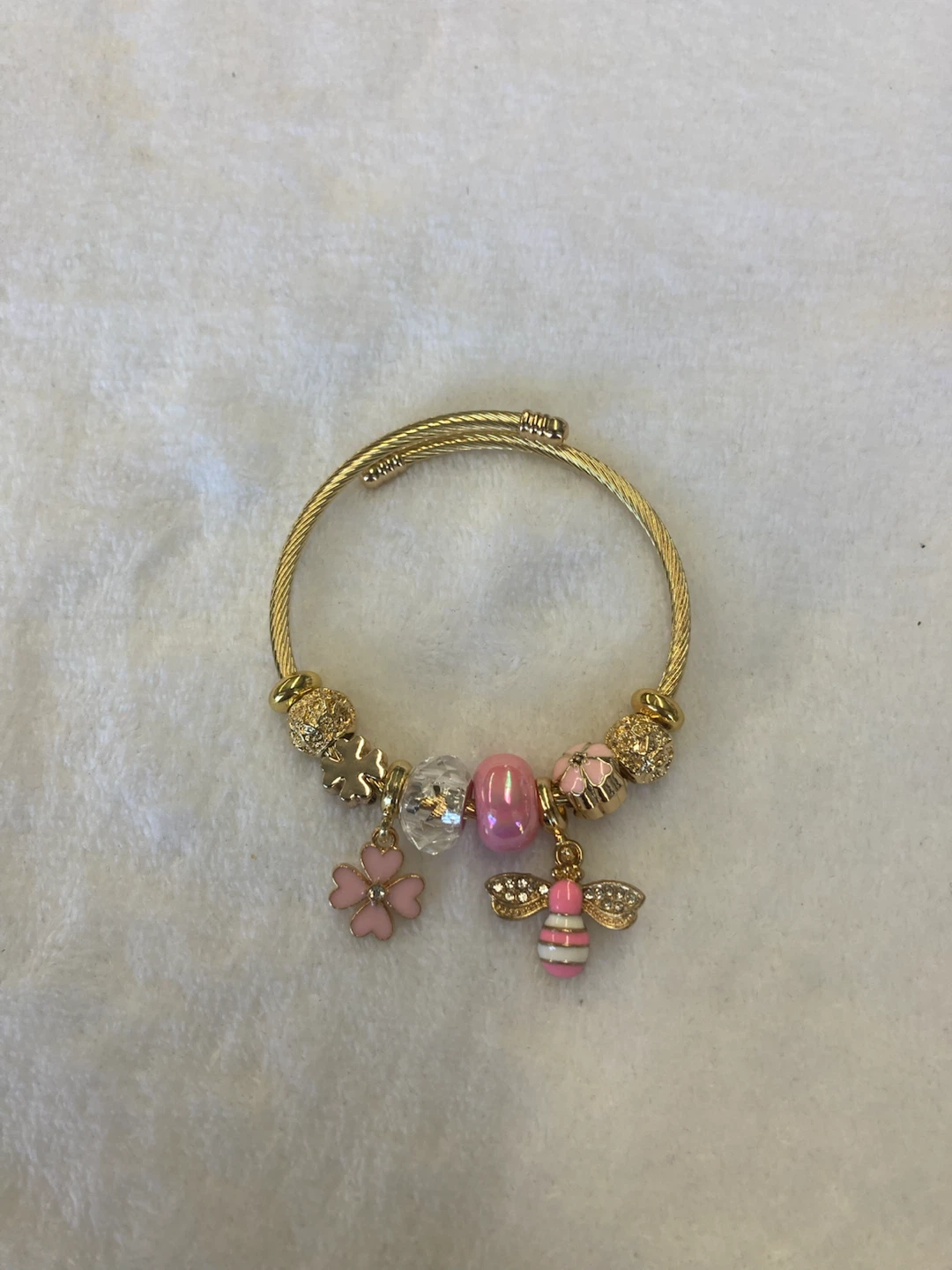 Gold Tone Charm Bracelet with Pink Accents - photo 2