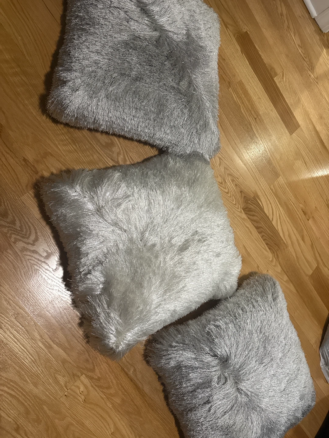 Silver Faux Fur Throw Pillow Covers