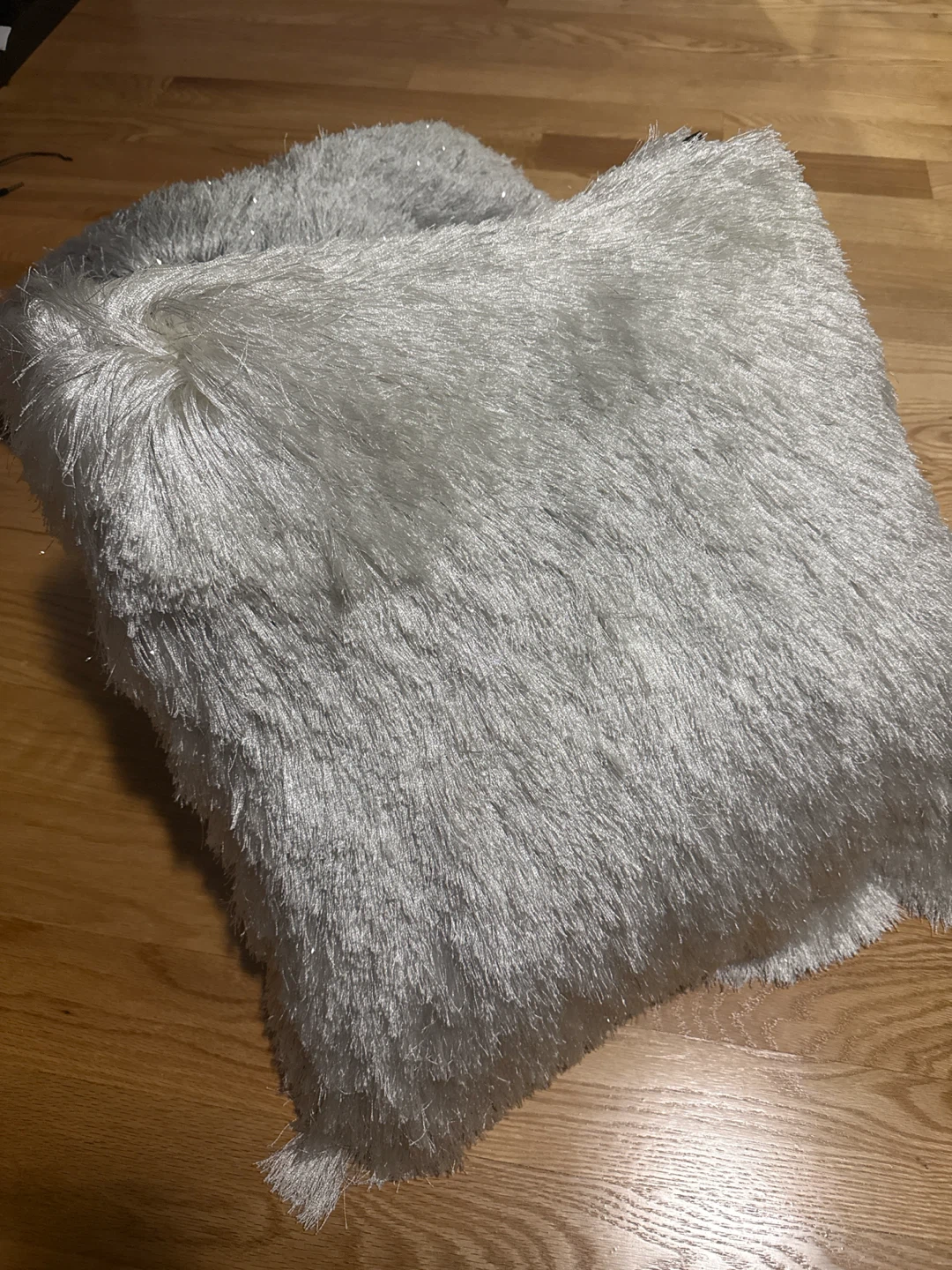 Silver Faux Fur Throw Pillow Covers - photo 2