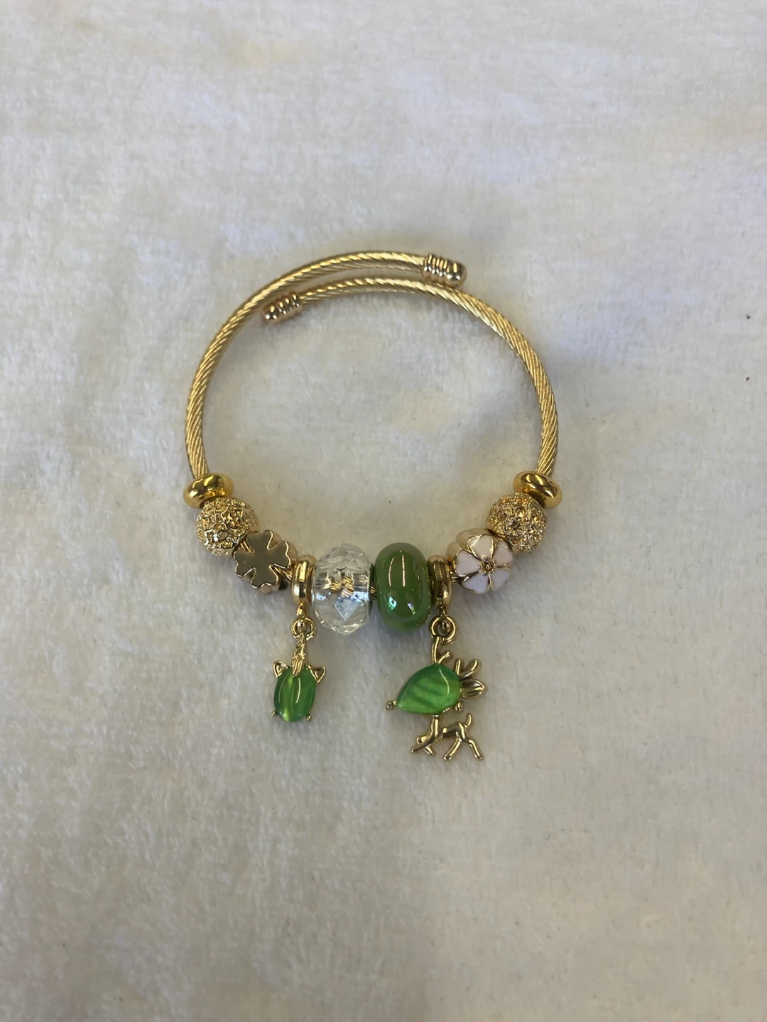 Gold Charm Bracelet with Green Charms - photo 2