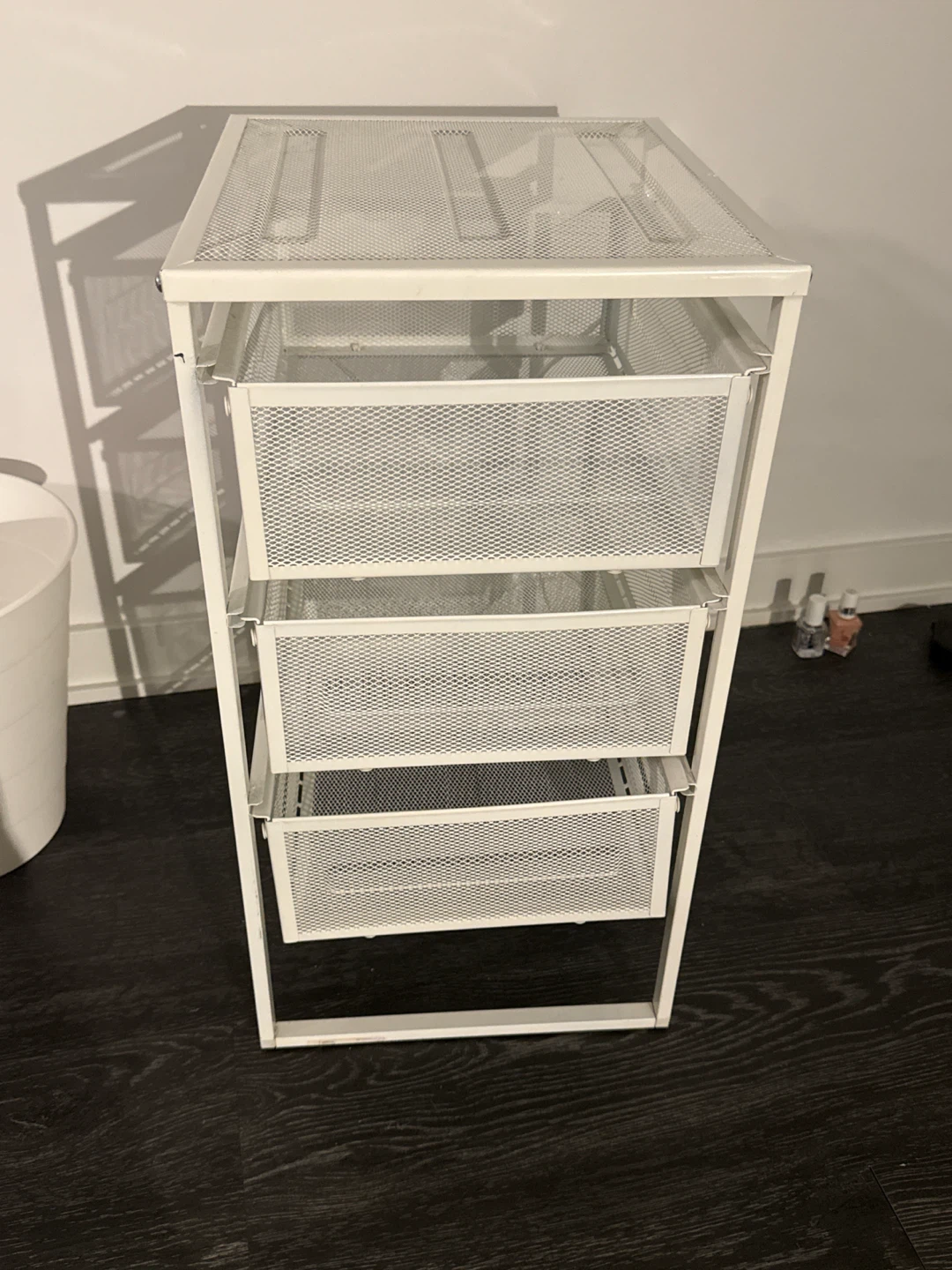 White 3-Drawer Mesh Rolling Cart