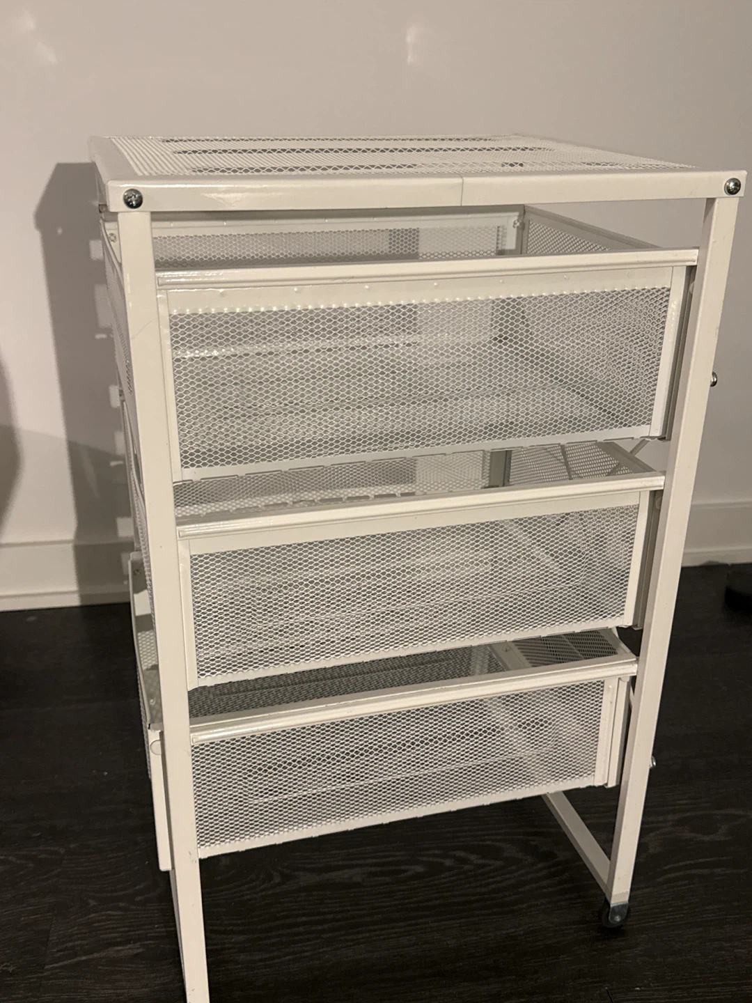 White 3-Drawer Mesh Rolling Cart - photo 2
