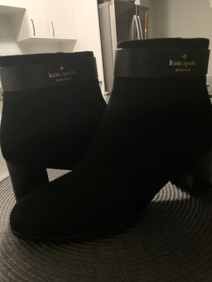 SZ 9 Kate Spade  Black Suede Ankle Boots