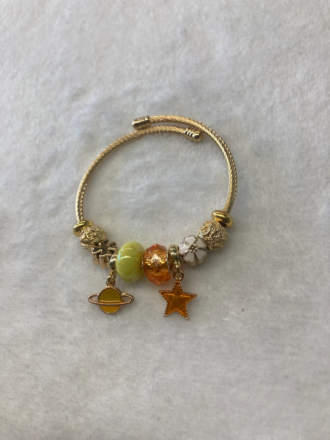 Gold Tone Charm Bracelet with Star and Planet Charms