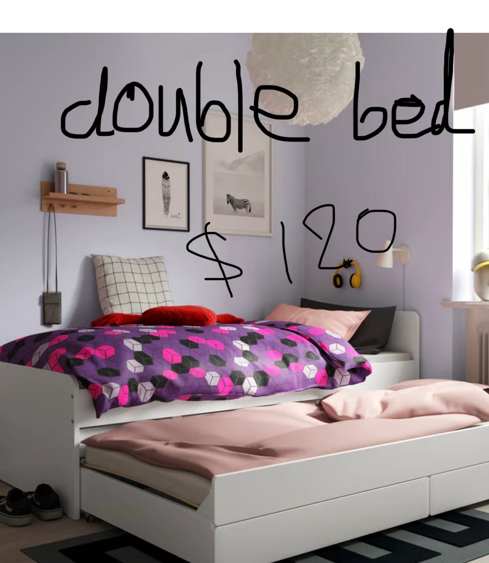 Double bed with trundle